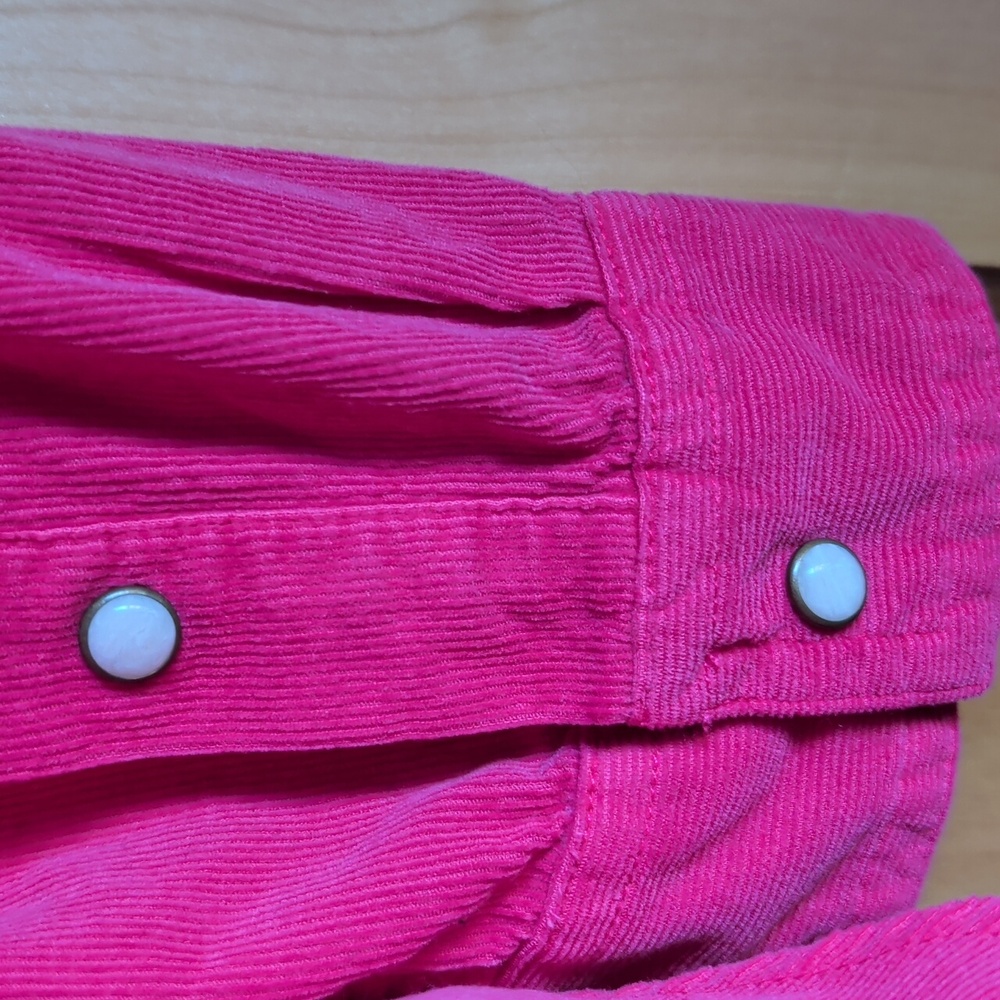 Sundance Hot Pink Ruffled Blouse, Micro Cord, Size Medium - Picture 4 of 4
